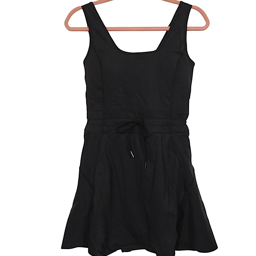 HALARA Black Scoop Neck Drawstring Mini Dress